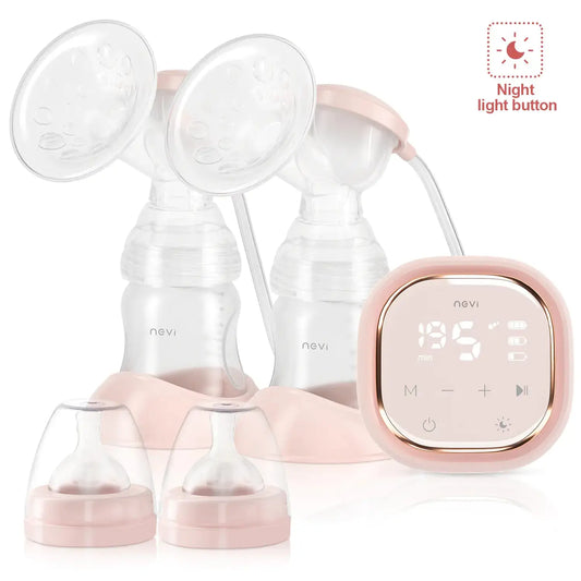 Allebuy double breast electric pump with digital display and night light button for easy use