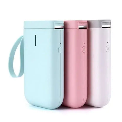 Allebuy compact printer with label printing in blue pink and white portable handheld design