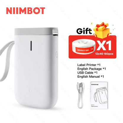 Niimbot compact printer with label printing in white with USB cable and manual included