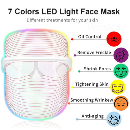 Allebuy 7 Colors LED Light Face Mask for red-light therapy with skin treatments like oil control and anti-aging