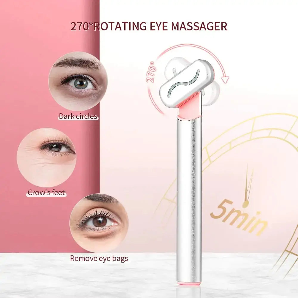 Allebuy 270 degree rotating eye massager with red light therapy lights targeting dark circles crow's feet and eye bags