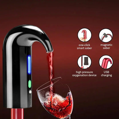 Allebuy dispenser for wine with one-click smart sober, magnetic sober, high pressure oxygenation, and USB charging features
