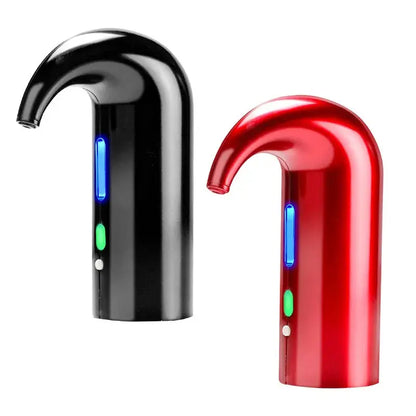 Black and red electric dispenser for wine bottles with blue LED indicators by Allebuy
