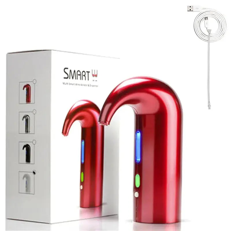 Allebuy smart red dispenser for wine with USB charging cable and water flow control buttons
